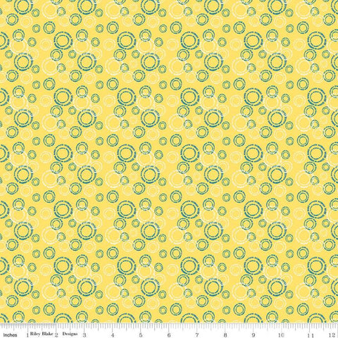 14" End of Bolt - CLEARANCE Oh Happy Day! Circles C10312 Yellow - Riley Blake Designs - Overlapping Circles - Quilting Cotton Fabric